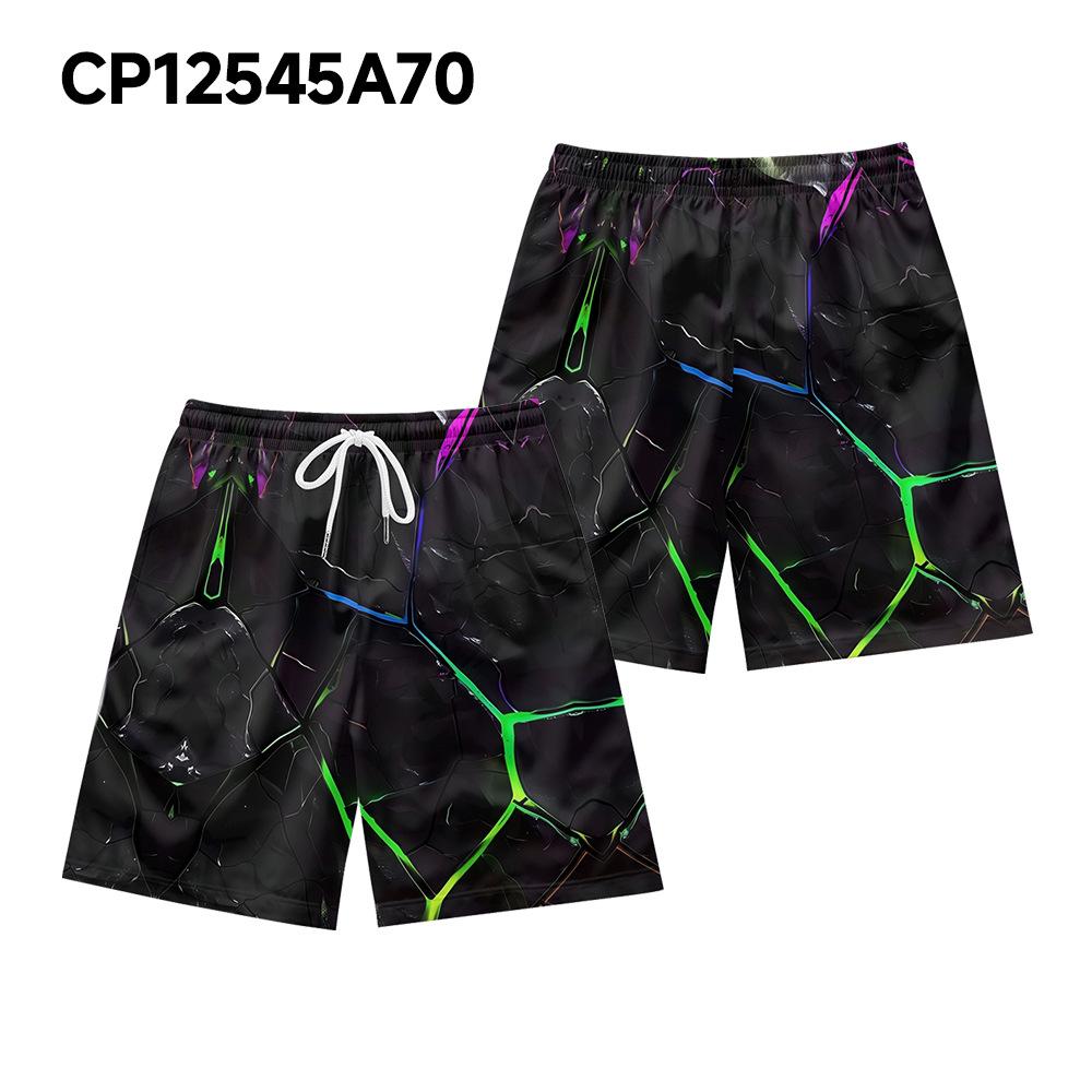 European And American Dark Natural Lightning Element Men'S Casual Shorts Beach Pants