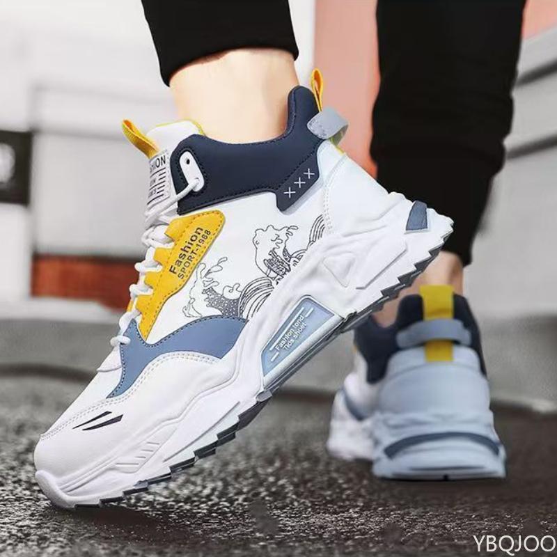 Men's New High Top Casual Sports Trendy Brand Dad Shoes Thick Soled Height Increasing Basketball Sports Running Vulcanized Shoes