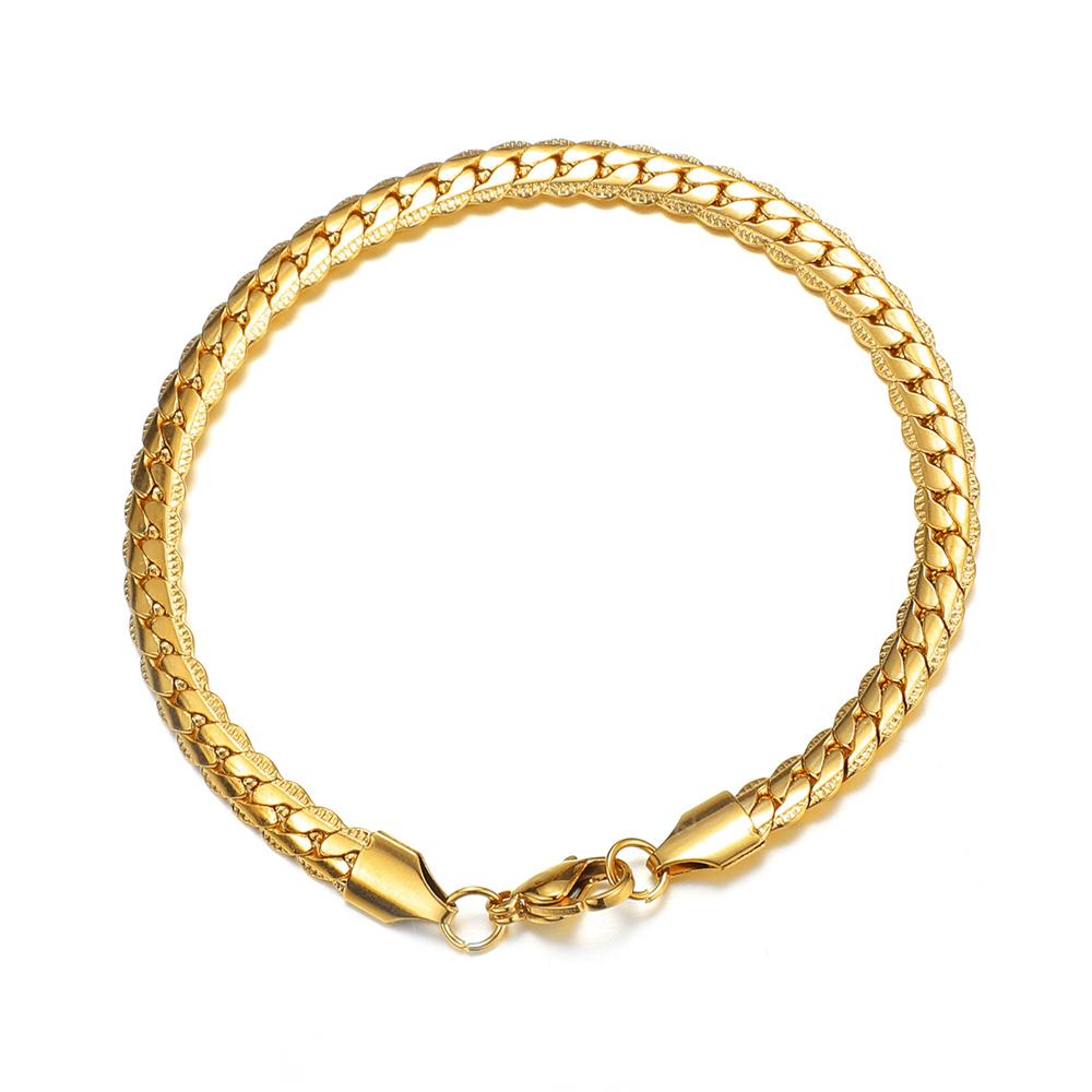 Bracelet Punk à Maillons Chaîne Serpent Plat 18/21cm Couleur Or Argent Acier Inoxydable Chaînes de Main pour Hommes Femmes Bijoux Mode Cadeau