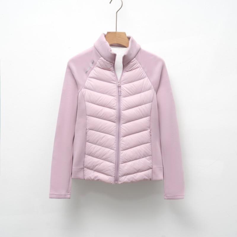 Down jacket new national standard 90 down light and thin stand-up collar women's yoga splicing solid color slim and versatile sports style