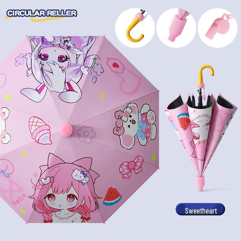 Creative Kids' Waterproof Semi-Automatic Cartoon Umbrella with Sunshade and Sunscreen for All-Weather Use
