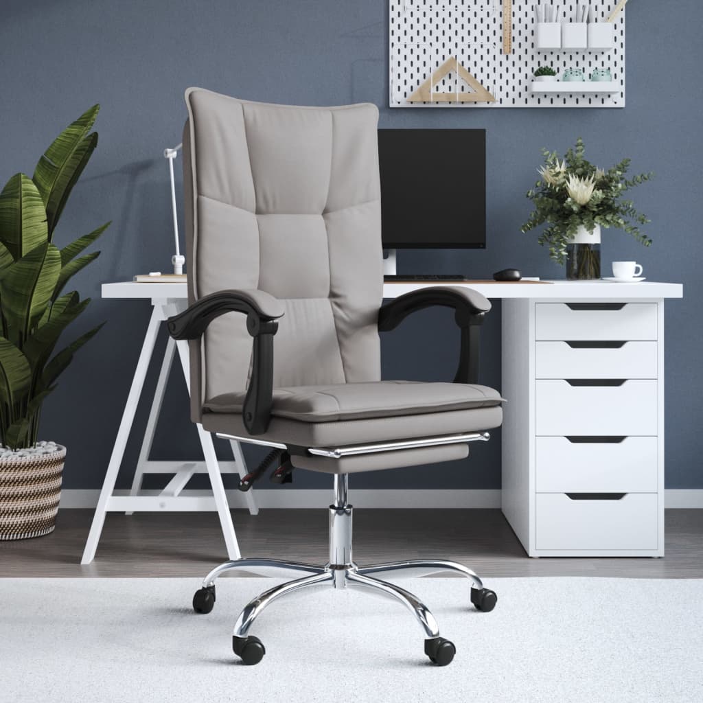 Office Chair with Reclining Function Taupe Fabric