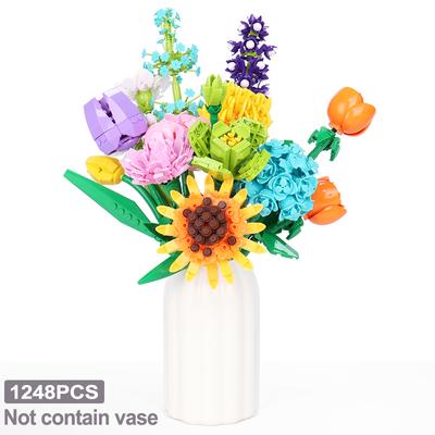 Eternal Flower Romantic Roses Wildflower Bouquet Brick Blocks Artificial Flower Constructor Block Toys Kids Gift Building Block