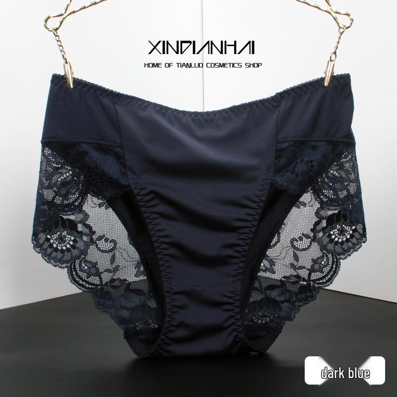 Plus Size Seamless Silk Mid-Waist Lace Panties for Curvy Women