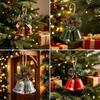 Winter Seasonal Party Supplies Christmas Bell Ornaments, Metal Double Jingle Bells Xmas Tree Hanging Indoor Holiday Scene Arrangement Decoration with