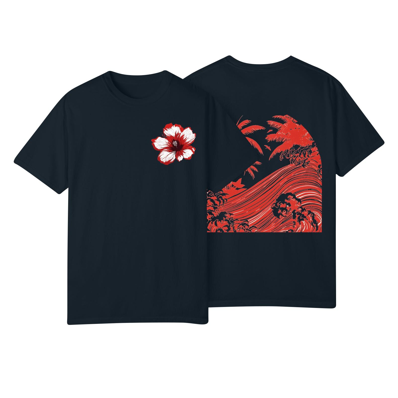 

Женская модная повседневная плиссированная футболка с коротким рукавом с принтом L тёмно-синий