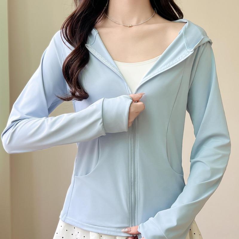 Womens Pocket Design Hooded Lightweight Uv Protection Outdoor Sun Blocking Skin Jacket