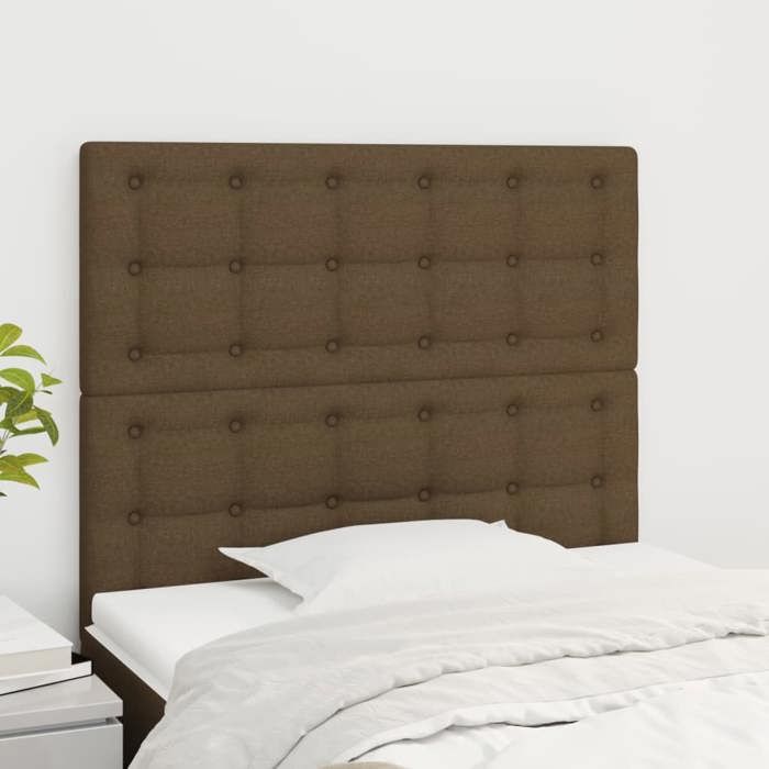 Maison Exclusive - Tête de lit marron foncé 100x5x118/128 cm Tissu