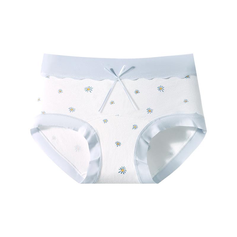 Women's Spring and Summer Print Cotton Antibacterial Extension Crotch Naked Sense Stretchless Briefs