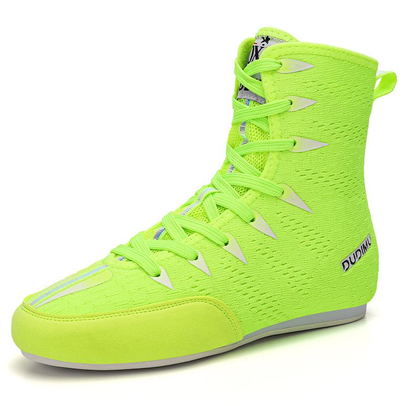 

Детские боксерские туфли с высоким верхом для подростков, для мальчиков, с плоской подошвой, для занятий спортом в помещении, для девочек, новые борцовские туфли 39 зелёный