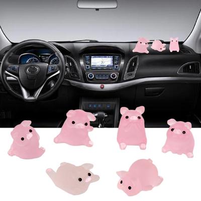 Décoration de console centrale de voiture en résine, poupée cochon rose, décoration de rétroviseur de voiture, petit ornement de vélo, accessoires d'intérieur automobile