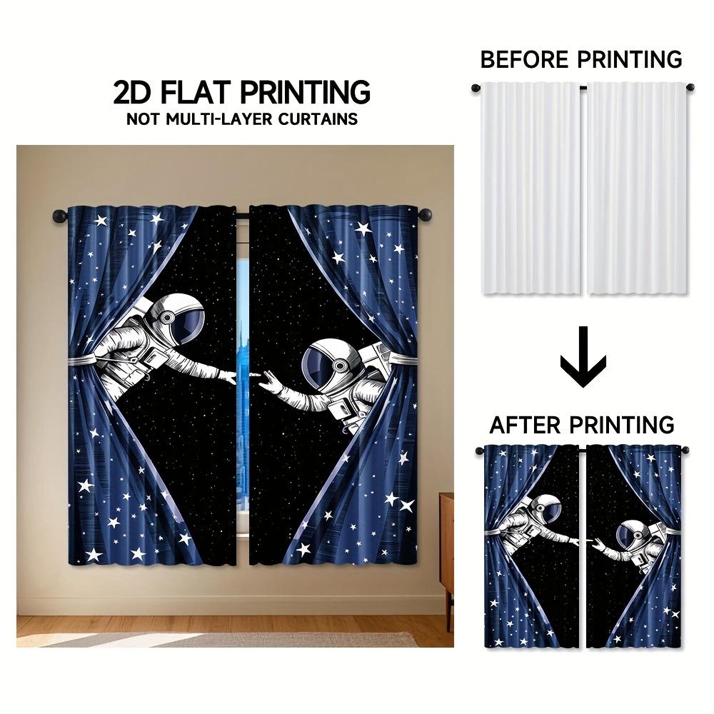 Modern Astronaut Themed Curtains Space Adventure Made Polyester Suitable Bedrooms Set Of 2 With Rod Pocket Bedroom Decor