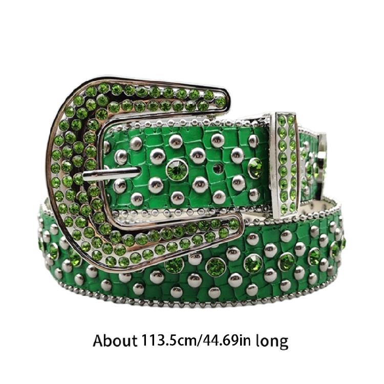 Exaggerated Rhinestone Waist Belts for Adult Pin Buckle Belt for Jeans Waistband