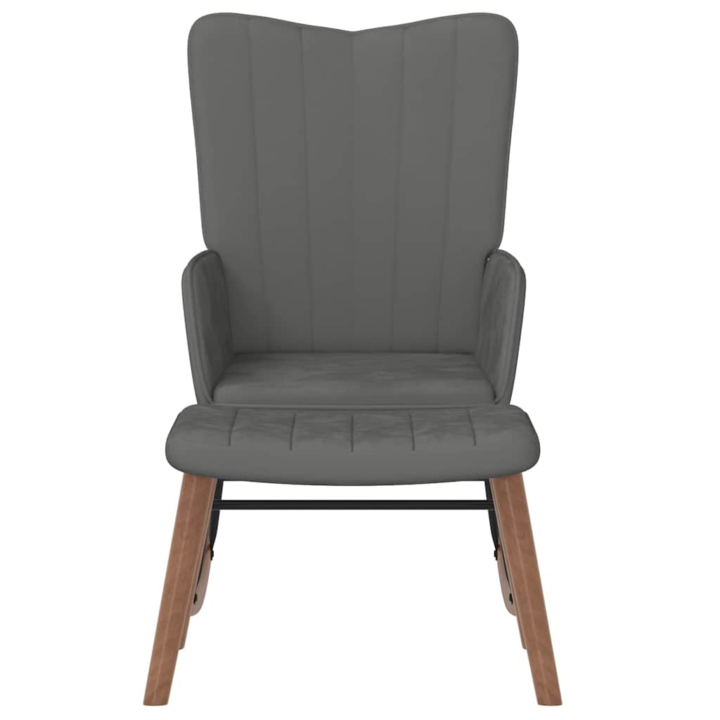 Rocking Chair with Footstool Velvet Dark Grey