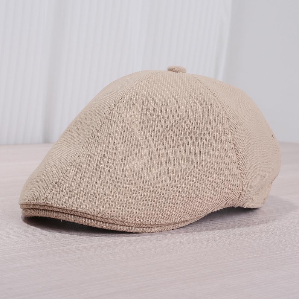 Simple solid color forward hat retro British style painter hat street literature newsboy wool cap