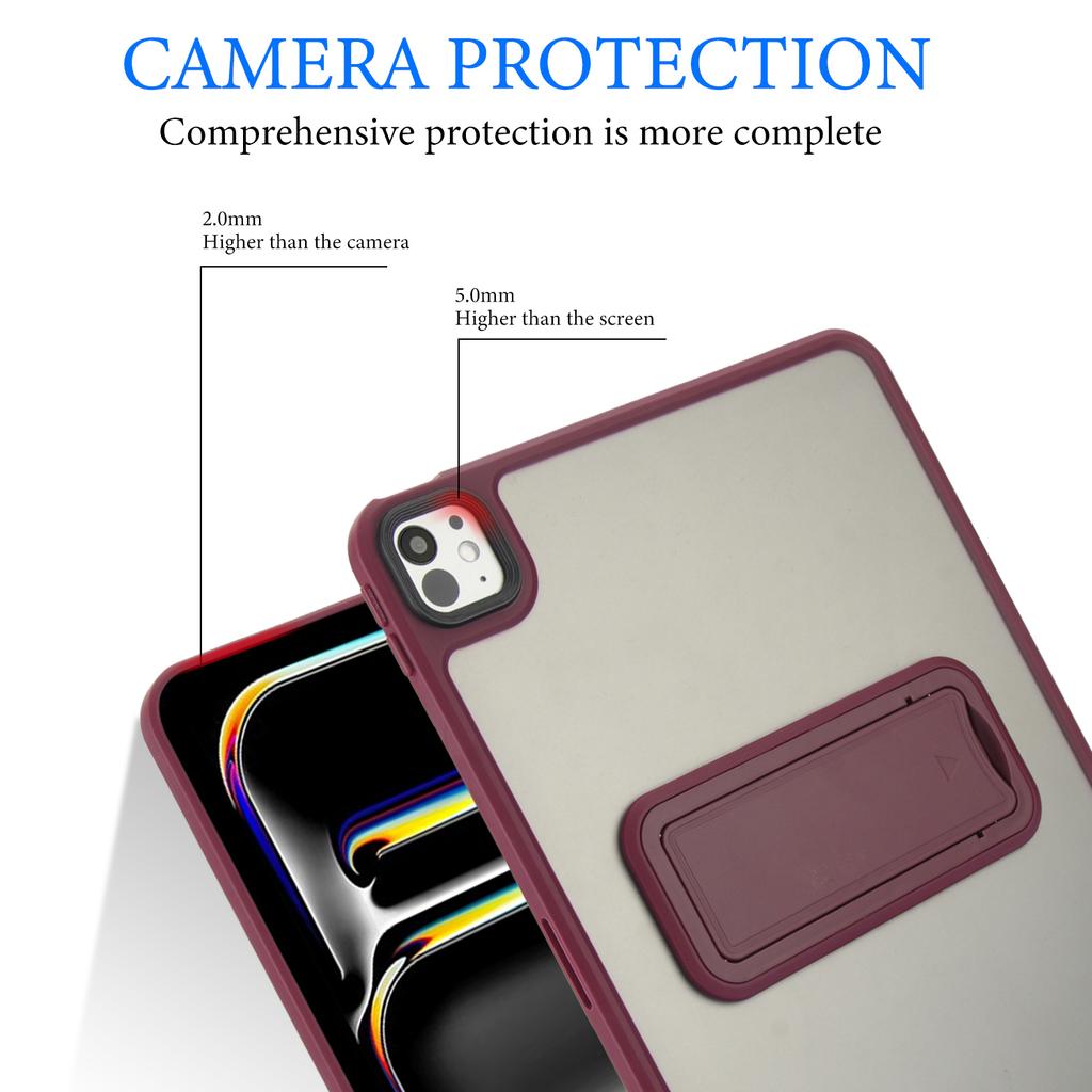 Para iPad Pro 11 (2024) Capa para Tablet com Suporte Capa TPU+PC com Toque de Pele