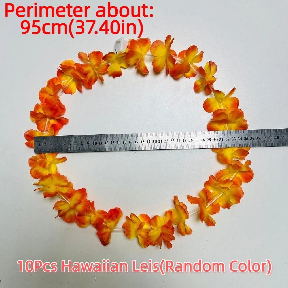 10Pcs Vibrant LED Hawaiian Leis Artificial Faux Flower Garland Necklace Luau Party