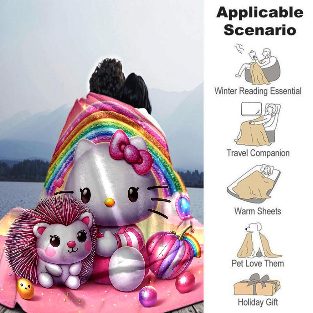 1 Stück Hello Kitty Igel Decke Leichte Flanell Überwurfdecke für Sofa Bett Reise Camping Wohnzimmer Büro Couch Stuhl