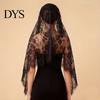 Elegant Lace Edge Veil High-Density Mesh Crisp Shape Bridal Head Accessory with Exquisite Binding Floral Edges Retro Look for Weddings Halloween