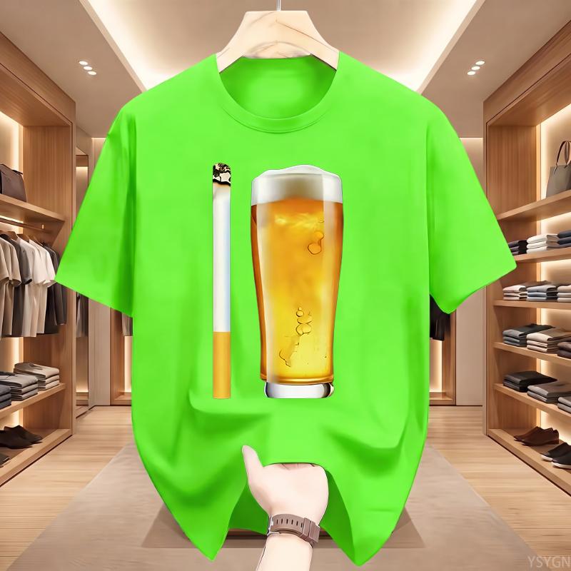 Funny Meme Tshirt Cigarette and Beer Humor Joke Print T Shirt Unisex Fashion Casual Short Sleeve Streetwear WoUnisex Clothes Tops