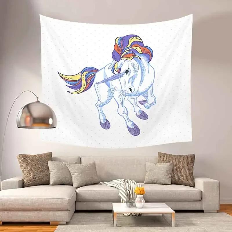 Rainbow Unicorn Pattern Tapestry Office Living Room Tapestry Home Wall Decoration Tapestry