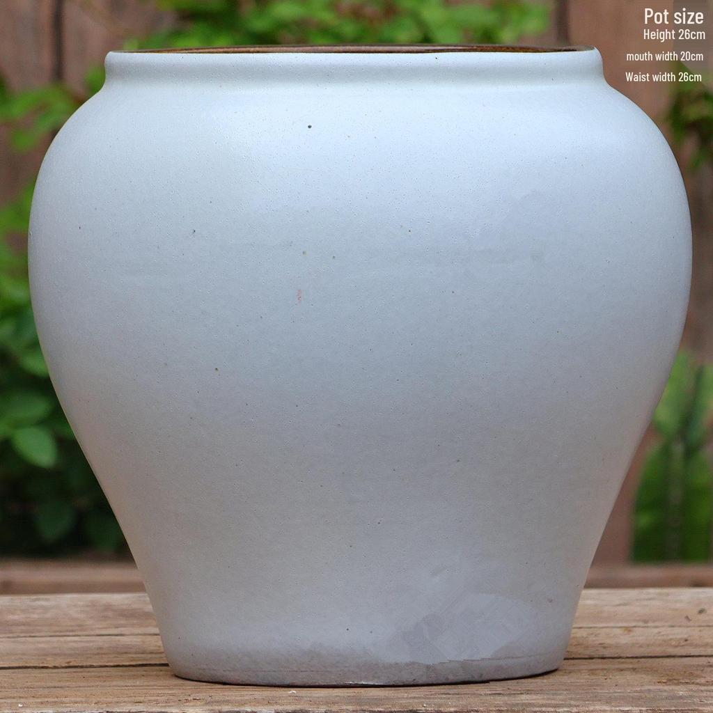 Extra Large White Ceramic Pot: European Style Succulent and Flower Pot for Courtyard Landscaping with Rough Texture and Large Caliber.