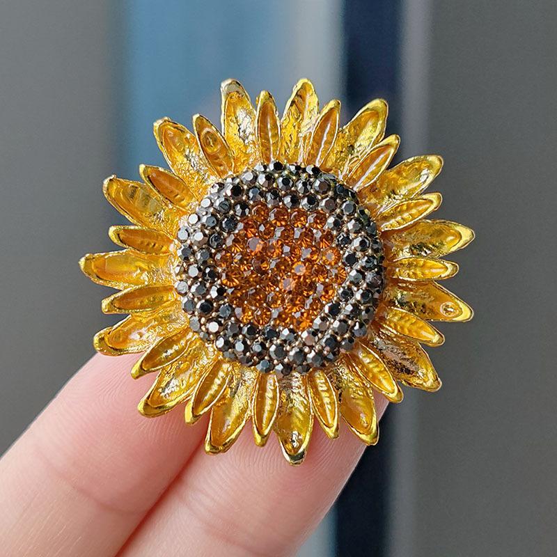 Original Sunflower Brooch With Diamonds Plant Flower Brooch Fashion Alloy High-End Jewelry