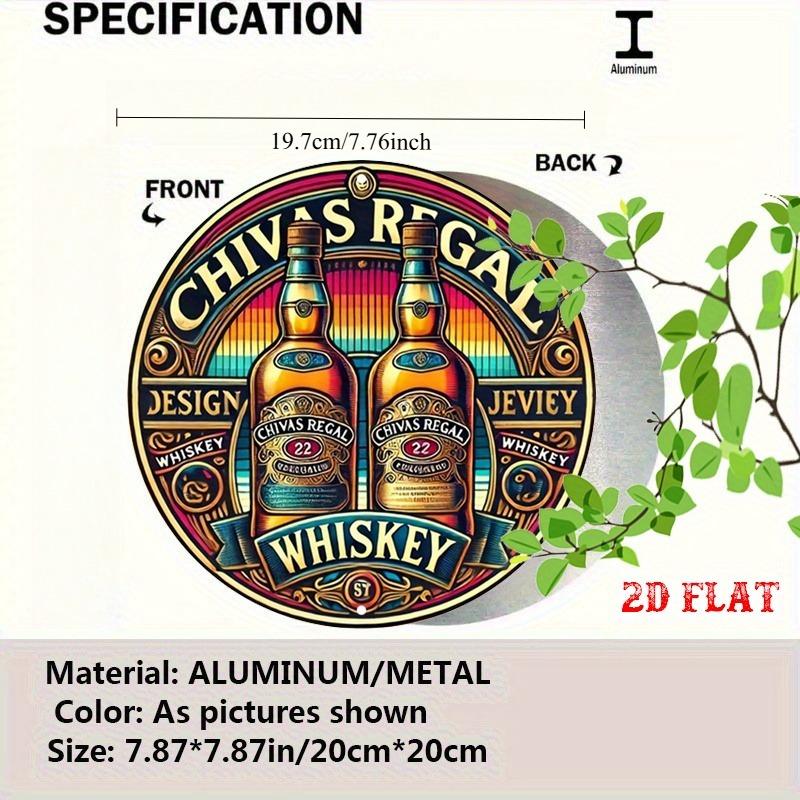 2D Flach 1 Stück Feierlicher Geist Rundes Aluminiumschild, Luxuriöses Etikett Metallblechschild, Elegenter Whiskey für Raumdekoration