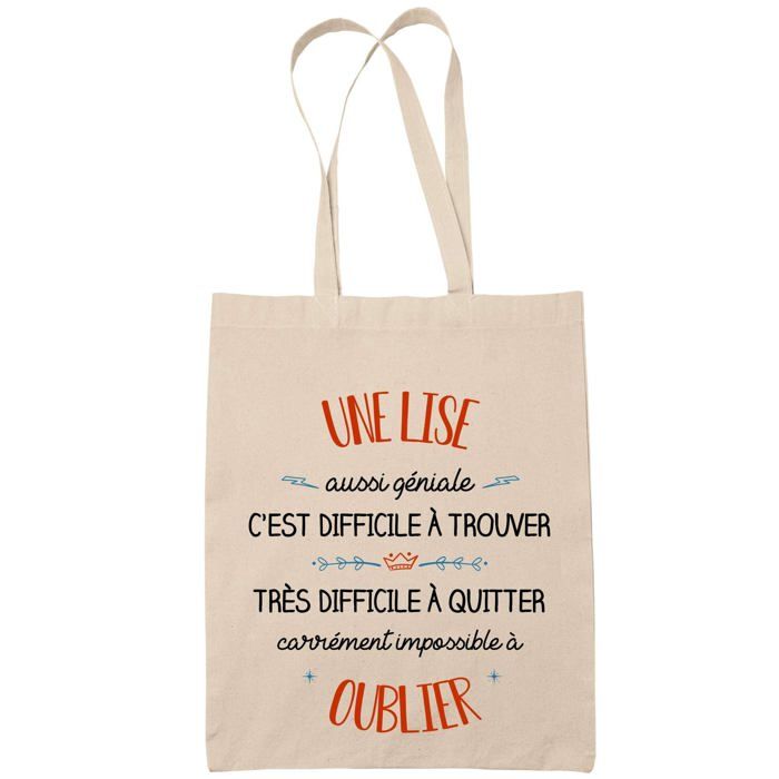 Tote bag - PLANETEE - Une Lise Aussi Géniale - Coton Fairtrade - Imprimé en France - Beige