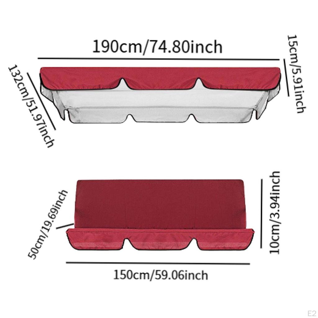 2x Swing Cover Set Bench Canopy Top for Outdoor Patio Courtyard