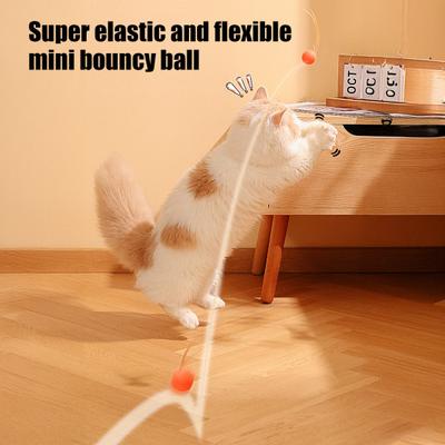 Yousheng Cat Bouncy Ball Toy Silicone Ball Cat Chew Toy with Feathers Interactive Quiet Rolling Ball for Indoor Cats Biting Chewing Chasing