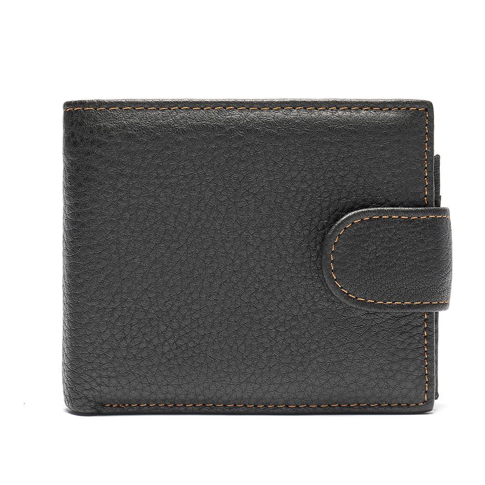 Clutch-Geldbörse aus echtem Leder für Herren: Kurzer multifunktionaler Kartenhalter aus Rindsleder mit Dollarclip und Münzfach.
