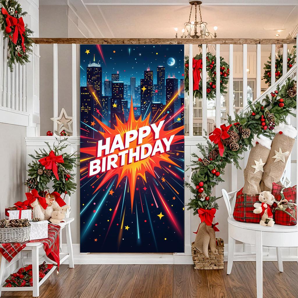 Festive Wall Poster Event Setting Birthday Backdrop For Gathering Festivity Indoor