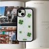 Korean Ins Fresh Starlight Dot Lucky Four Leaf Clover Phone Case For iPhone 17 16 15 14 13 12 11 Pro XR X Max 7 8 Plus Y2K Cover