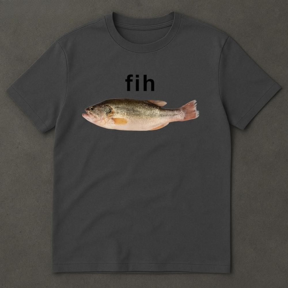 Fih Fish Meme Shirt Stupid Funny Meme Brain Rot Printed Tshirt Women Unisex Fashion Casual Oneck Cotton Shortsleev Ropa Hombre