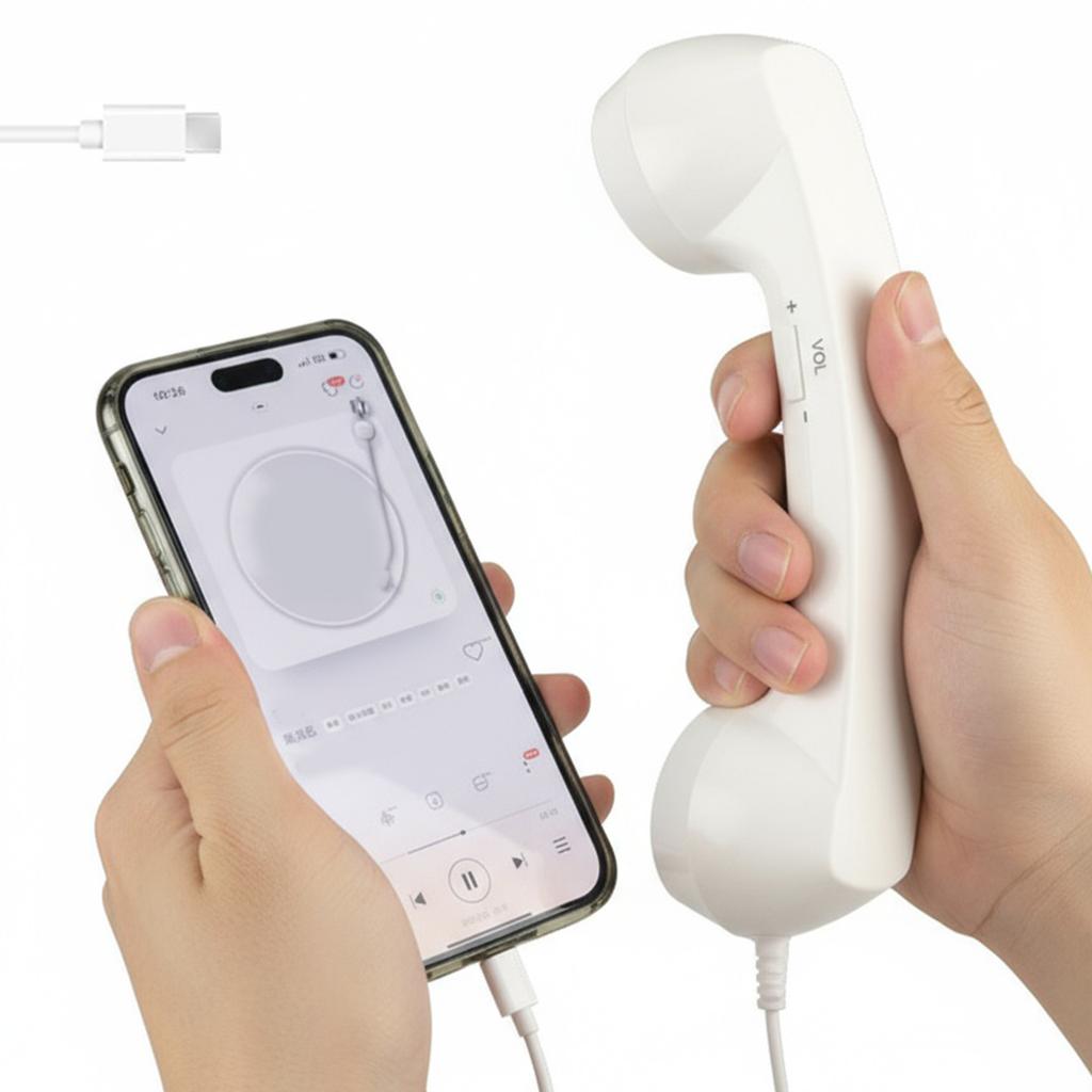 Retro Cell Phone Receiver Mic Microphone Speaker Type-C Wired Telephone Headphone for Cell/Mobile