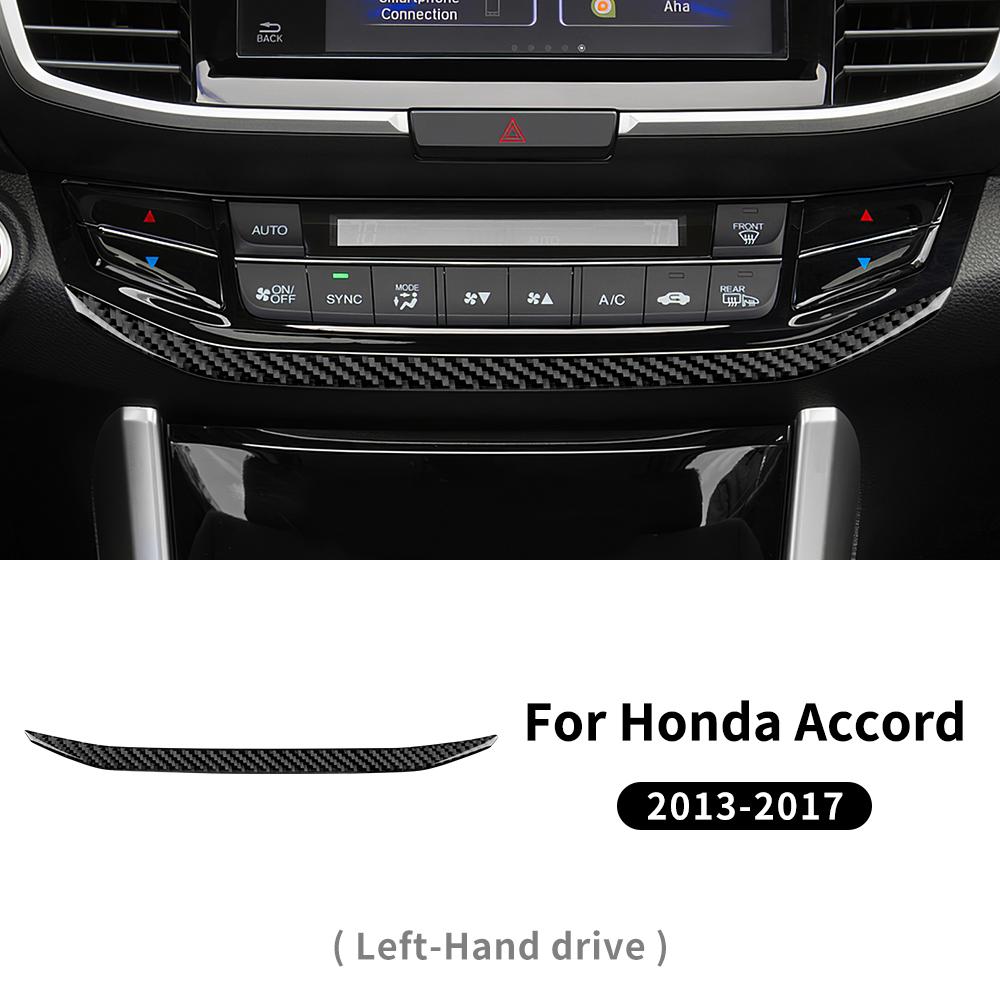 Real Soft Carbon Fiber Sticker For Honda Accord 2013 2014 2015 2016 2017 LHD Car AC Switch Frame Interior Trim Accessories