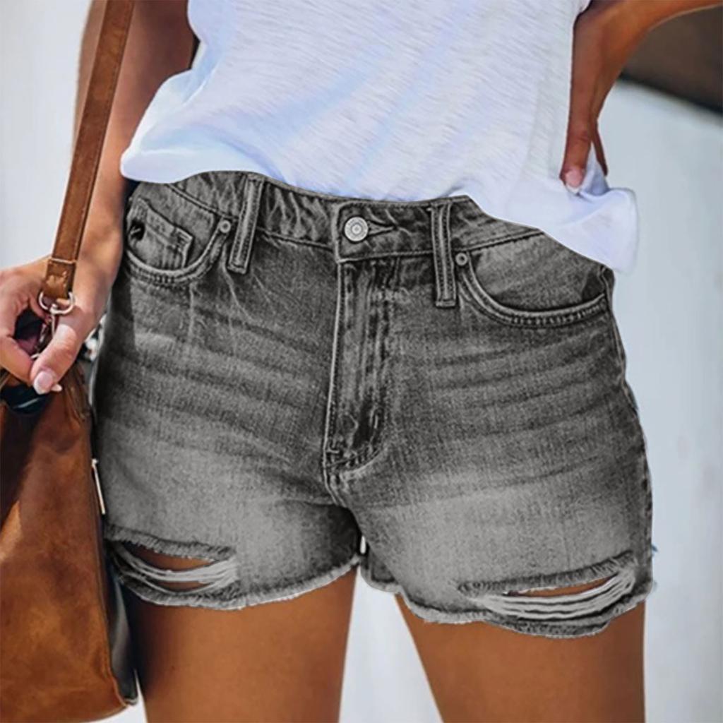 Washed Woolen Denim Casual Shorts Pants 