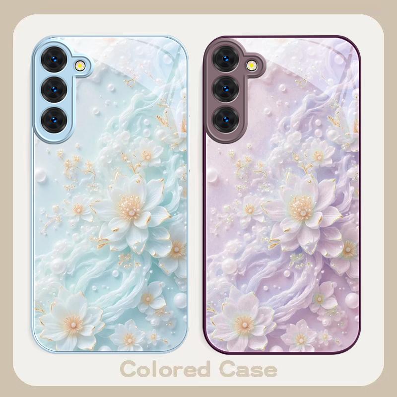 Beautiful white flowers For Samsung S26 S22 S8 S9 S10 S20 Ultra S21 Pro S22 Plus S23 FE S24Ultra S25 Edge S24+ Glass Phone Case