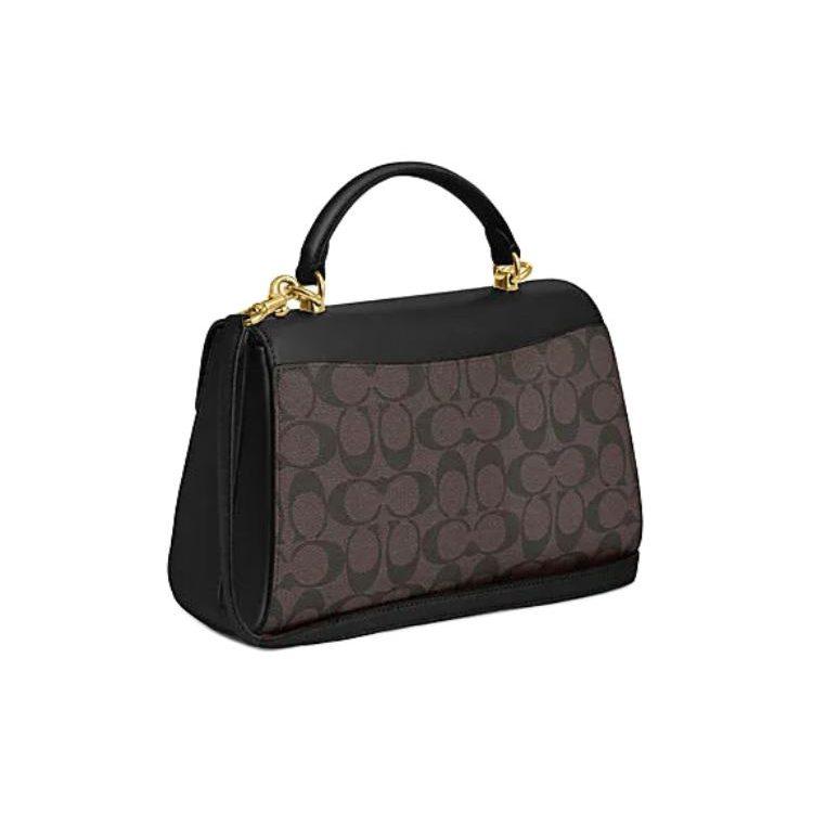 Coach Eliza Kunstleder mit Rindsspaltleder Umhängetasche, Crossbody-Tasche, Handtasche Groß Damen Braun & Schwarz CP007-IMAA8