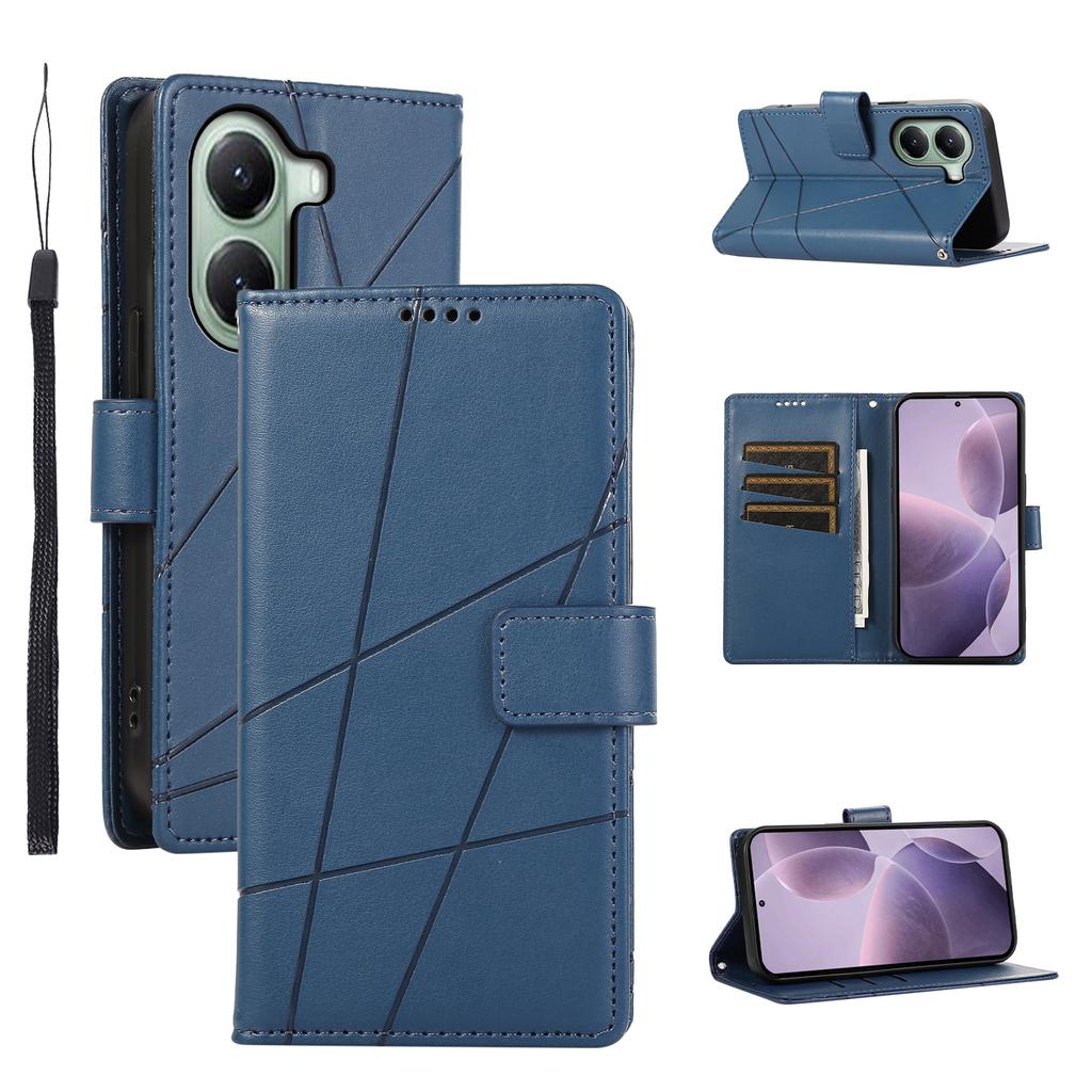 DF-06 For Xiaomi Poco X7 Pro 5G/Redmi Turbo 4 5G Phone Case Line Imprint Leather Wallet Cover