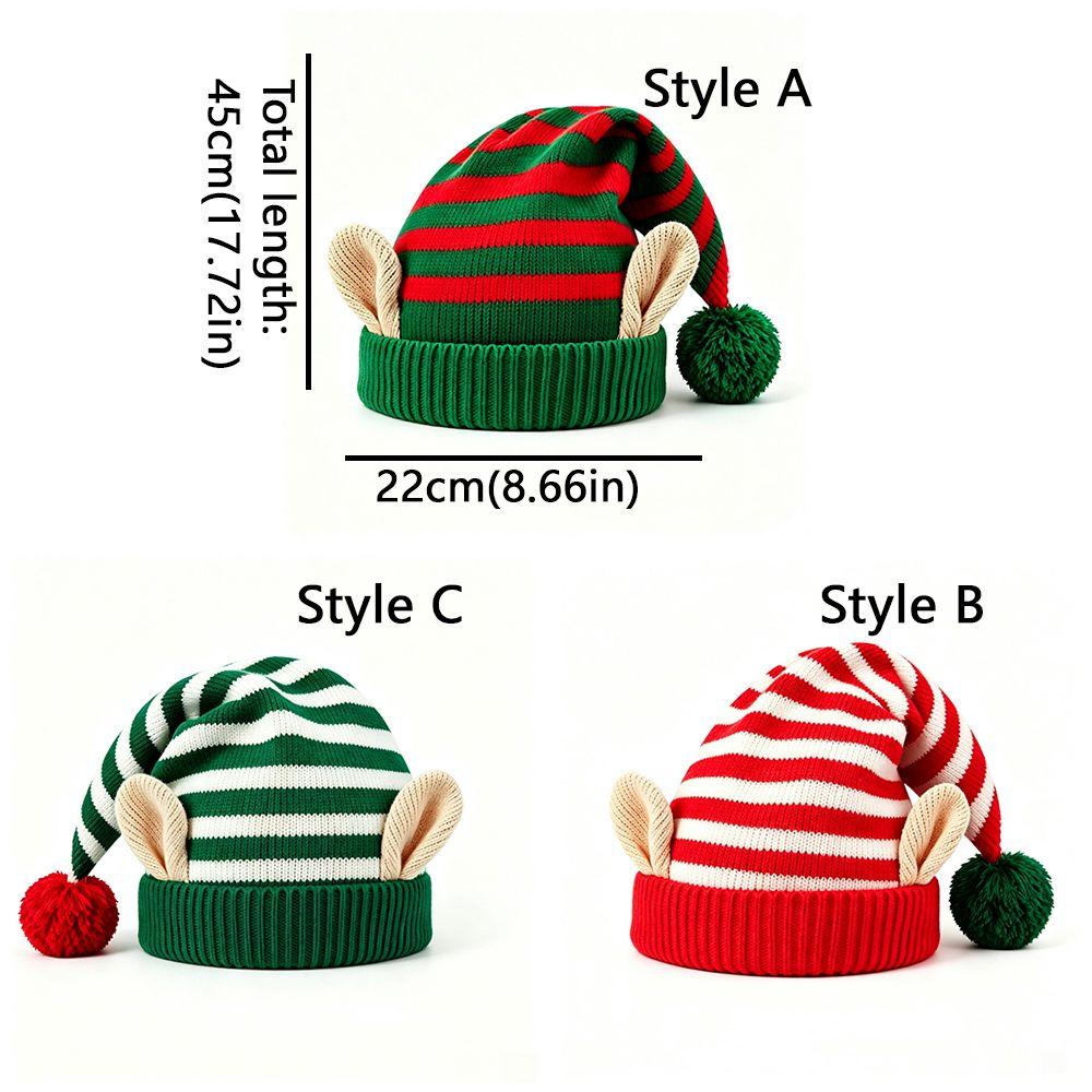 Soft Warm Xmas Knitted Beanie Thick Christmas Pointed Hat Christmas Striped Elf Hat Holiday Party