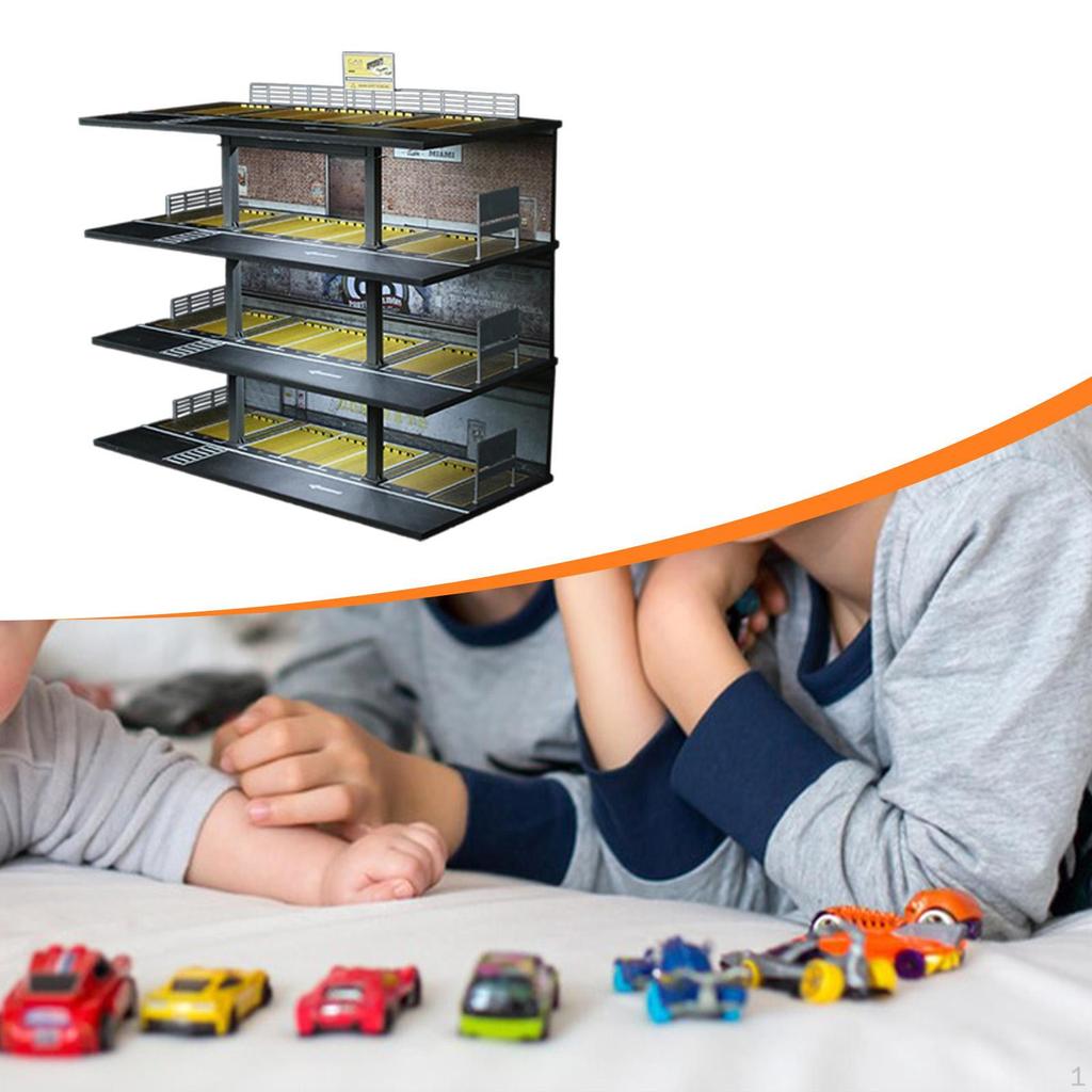 1/64 Model Car Display Case Miniature Scenario Simulated Parking Lot Scene Showcase Organizer