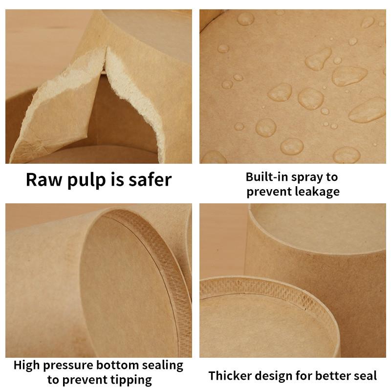 50-Pack 500Ml 750Mldisposable Salad Bowls - Kraft Paper Bowls With Transparent Lids Multiple Options