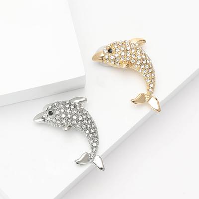 Mode Legierung Strass Delphin Brosche Niedlich Zart Damen Anzug Mantel Korsage Ornament Anstecknadel
