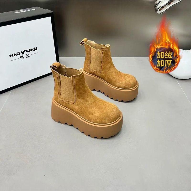 European station Chelsea boots women's 2025 autumn and winter new Korean version muffin platform short boots women's cigarette boots Martin boots