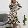 Dress Single-Breasted Lace Up Mandarin Collar Dress