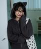 Itzavibe Meow Cat Ear Hoodie Zip Up - Charcoal