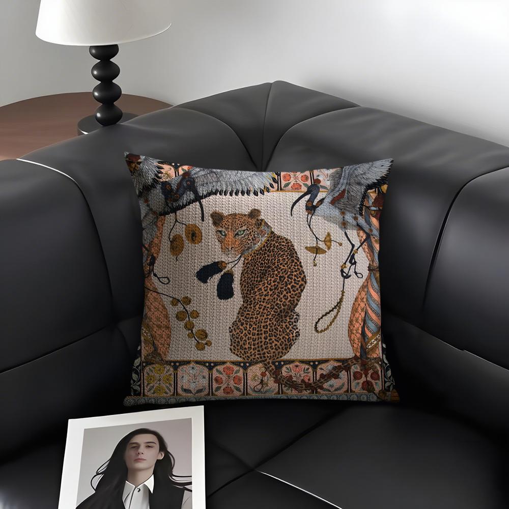 Animals Classical Cushion Cover Natural Linen Organic Fabric DoubleSided Printing Sofa Home Decor Gift Pillow Case