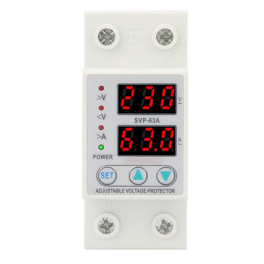 Dvojitý LED displej Jednofázový nastavitelný napěťový proudový chránič AC230V 63A